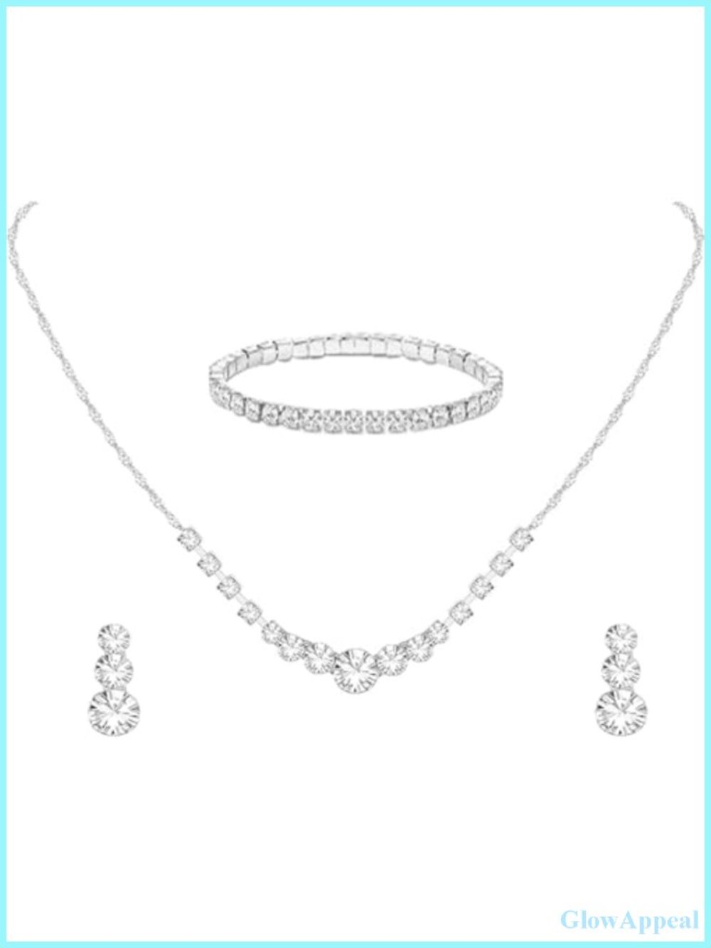 Crystal Wedding Jewelry Set Necklace Earrings Bracelet Bridal
